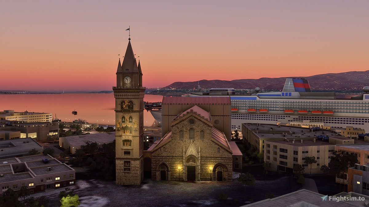 Messina, Sicily, Italy. City and Province Landmarks. Microsoft Flight Simulator