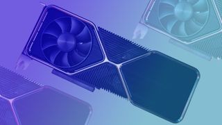 Nvidia RTX 3080 Ti graphics card on blue gradient background