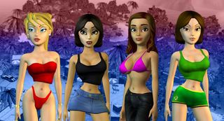 Four low-poly models of women in supposedly sexy poses