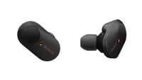 Black pair of Sony WF-1000XM3 wireless earbuds