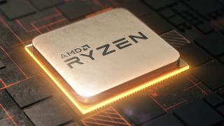AMD Ryzen render with orange glow under the chip