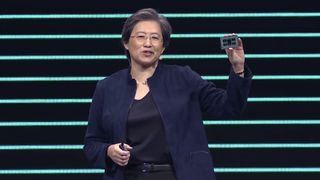 AMD CEO Dr. Lisa Su holding an AMD EPYC server processor at CES 2020