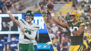 Jets vs Packers live stream — Zach Wilson of New York Jets and Jordan Love of Green Bay Packers