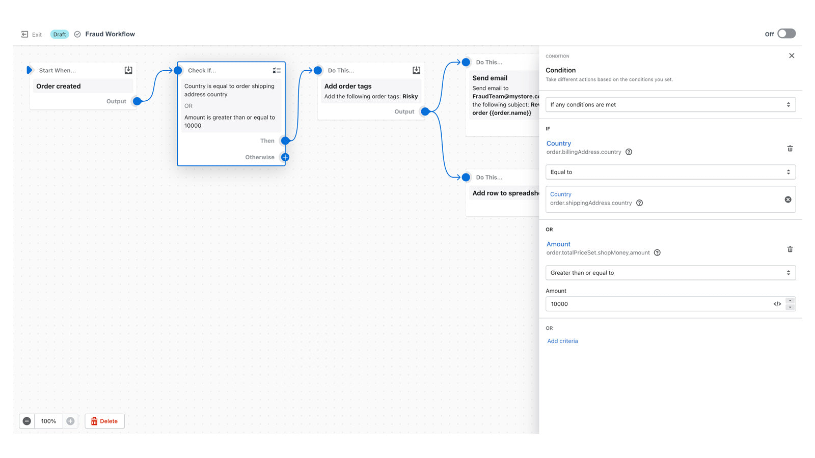 Leverage powerful condition logic to build complex workflows