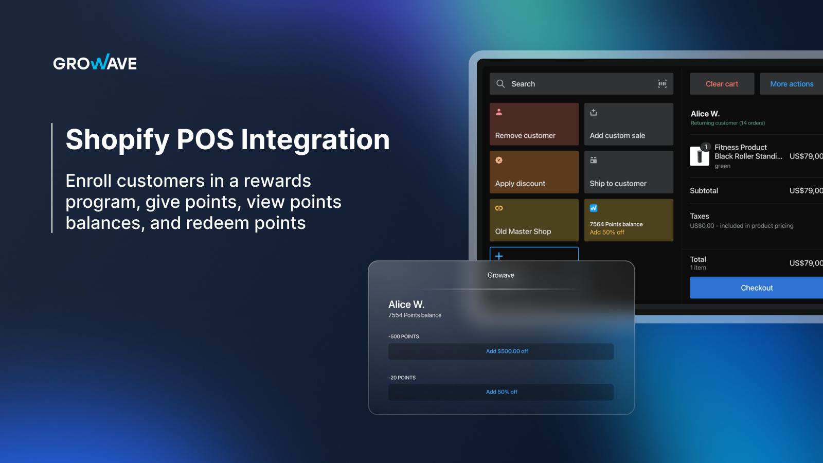 Growave integrates with Shopify POS to redeem points and rewards