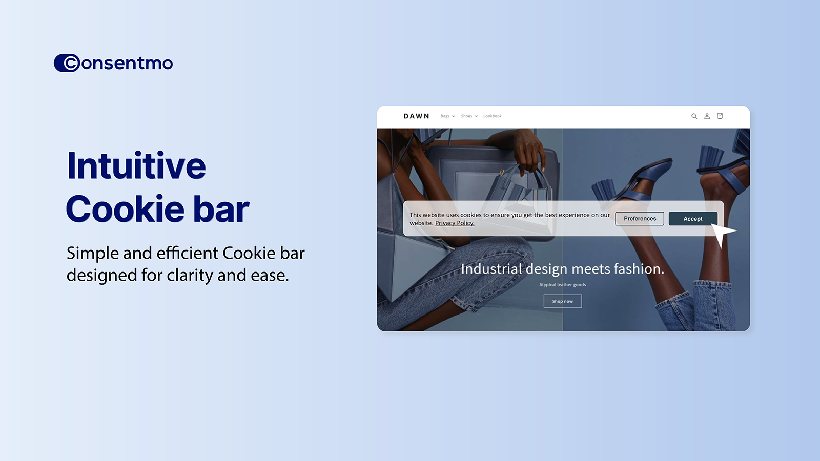 Consentmo's user-friendly and intuitive Cookie bar.