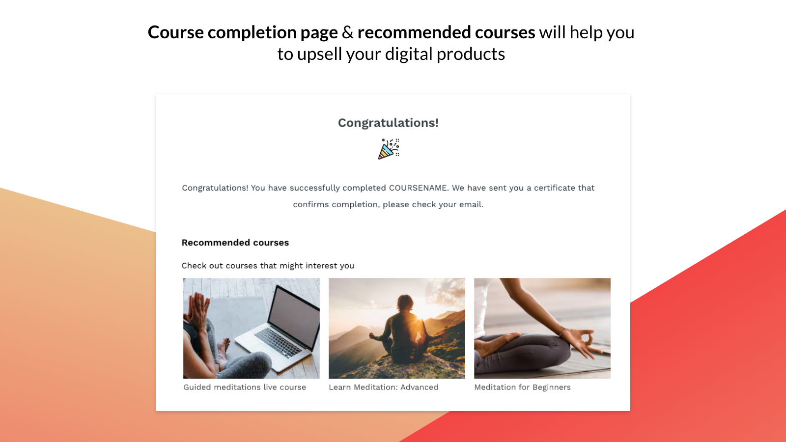 Courses - upsell by using course recommendations on completion