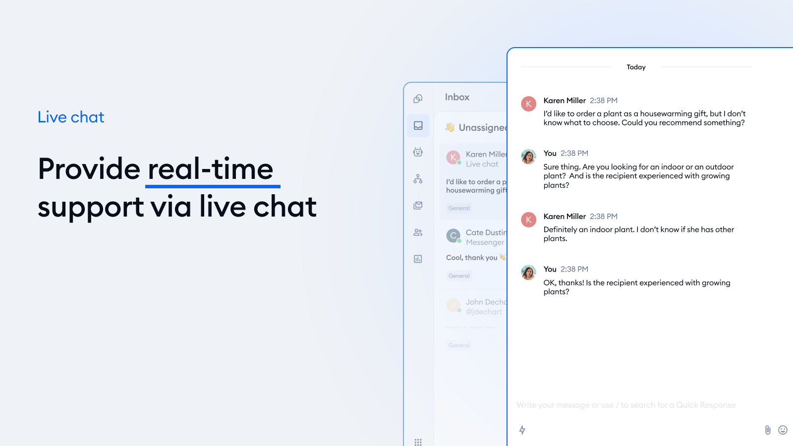 Manage and resolve requests with an interactive live chat 