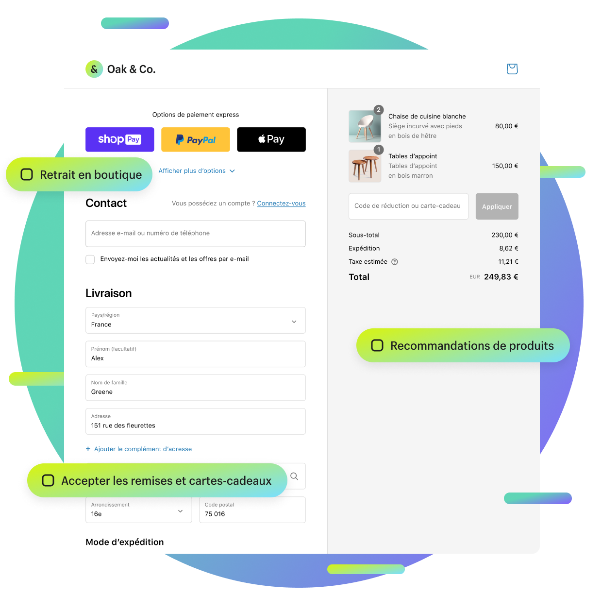 Shopify Checkout sur un appareil mobile