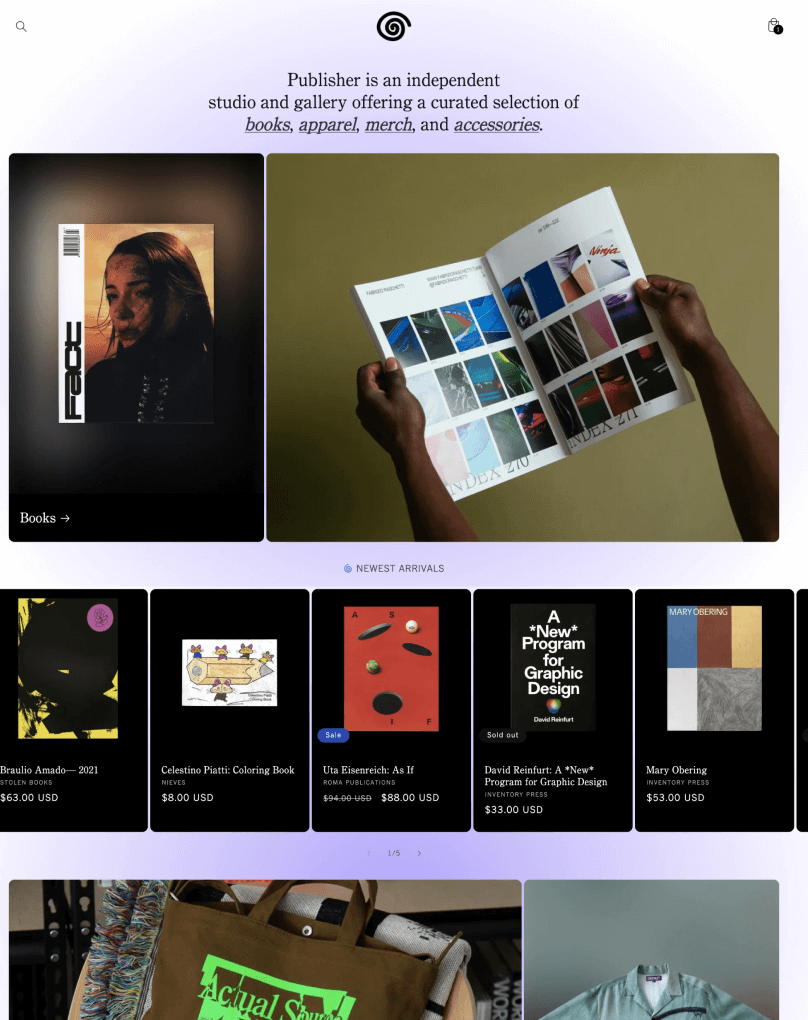 Pré-visualização de um Publisher, um tema temperamental ideal para livrarias e editoras