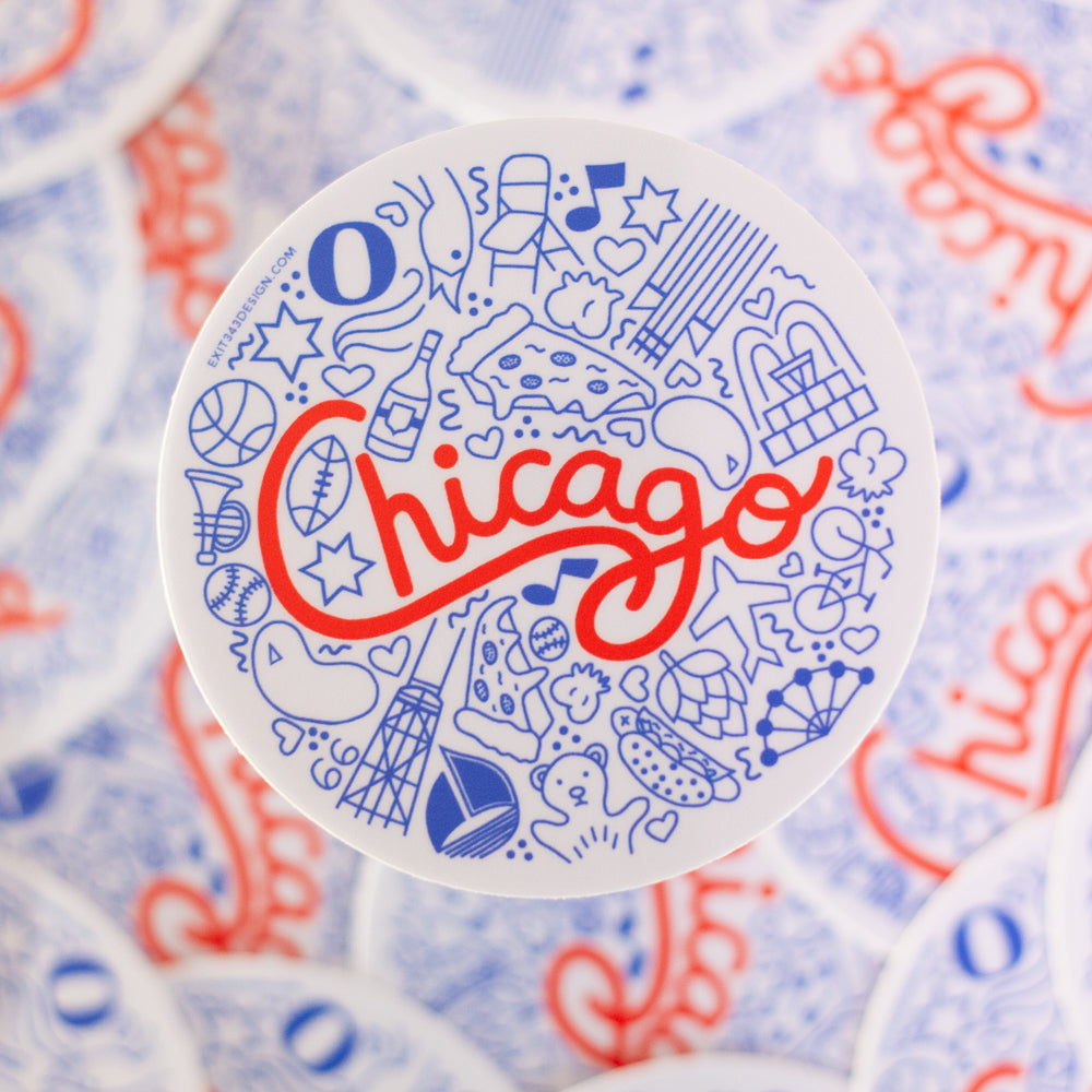 Chicago Sticker Chicago Icons Vinyl Sticker The Windy City Sticker Exit343design