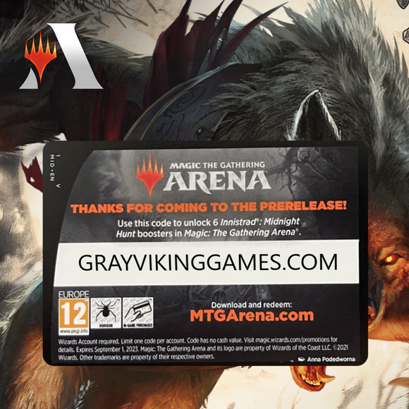 Innistrad Midnight Hunt Prerelease Pack Code 6 Boosters Gray Viking Games