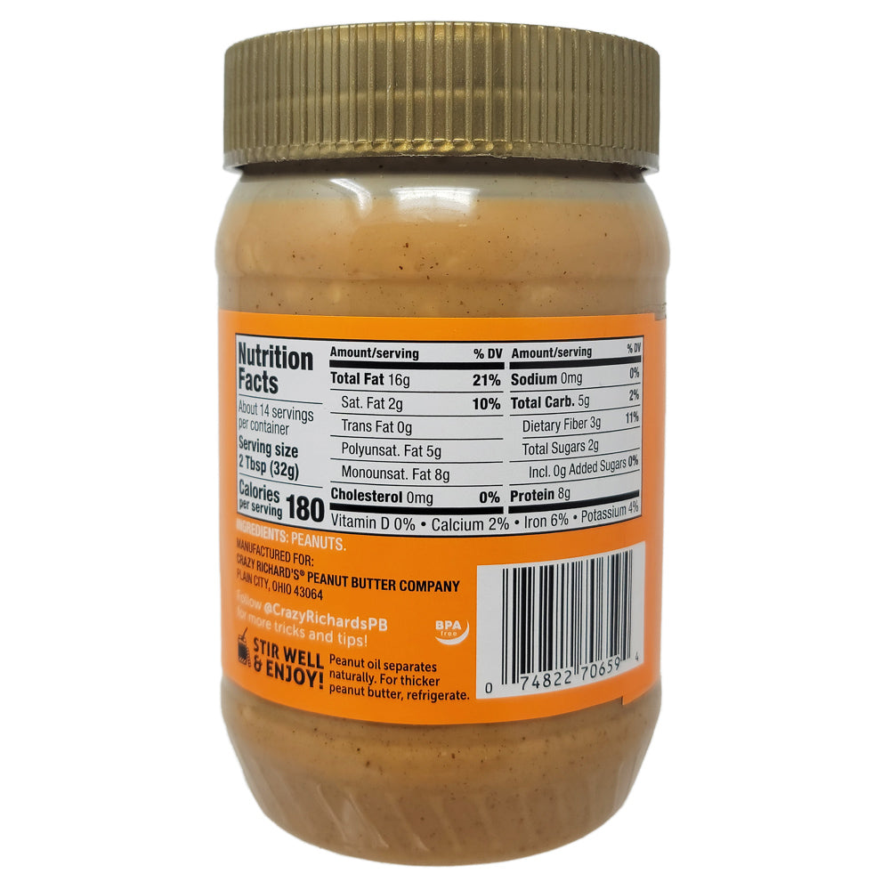 Crazy Richard S 100 Peanuts Crunchy Peanut Butter 16oz Healthy Heart Market