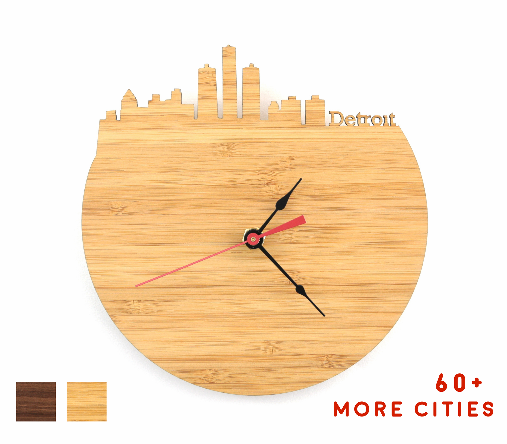 Detroit Skyline Time Zone Clock Detroit Cityscape Art Clock Long D Iluxo