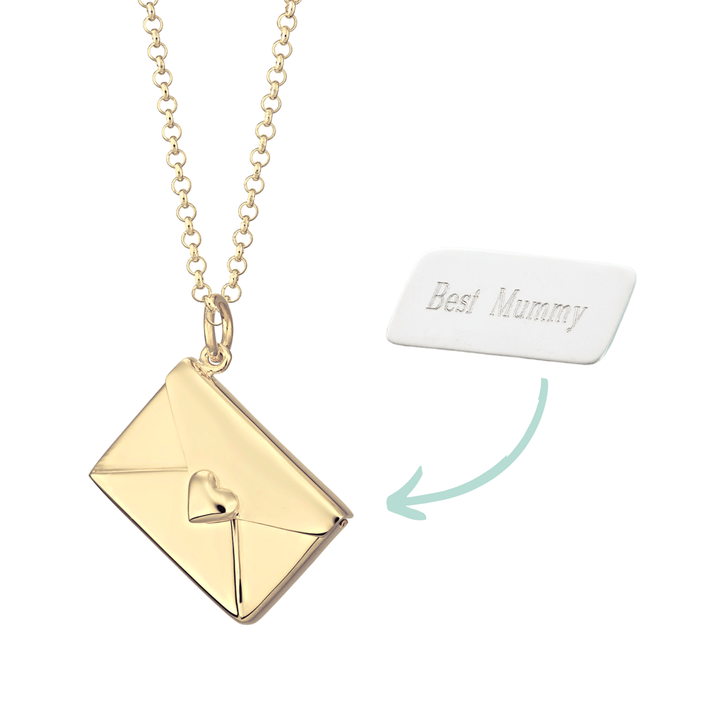 Personalised Gold Plated Envelope Necklace With Engraved Insert Lily Charmed