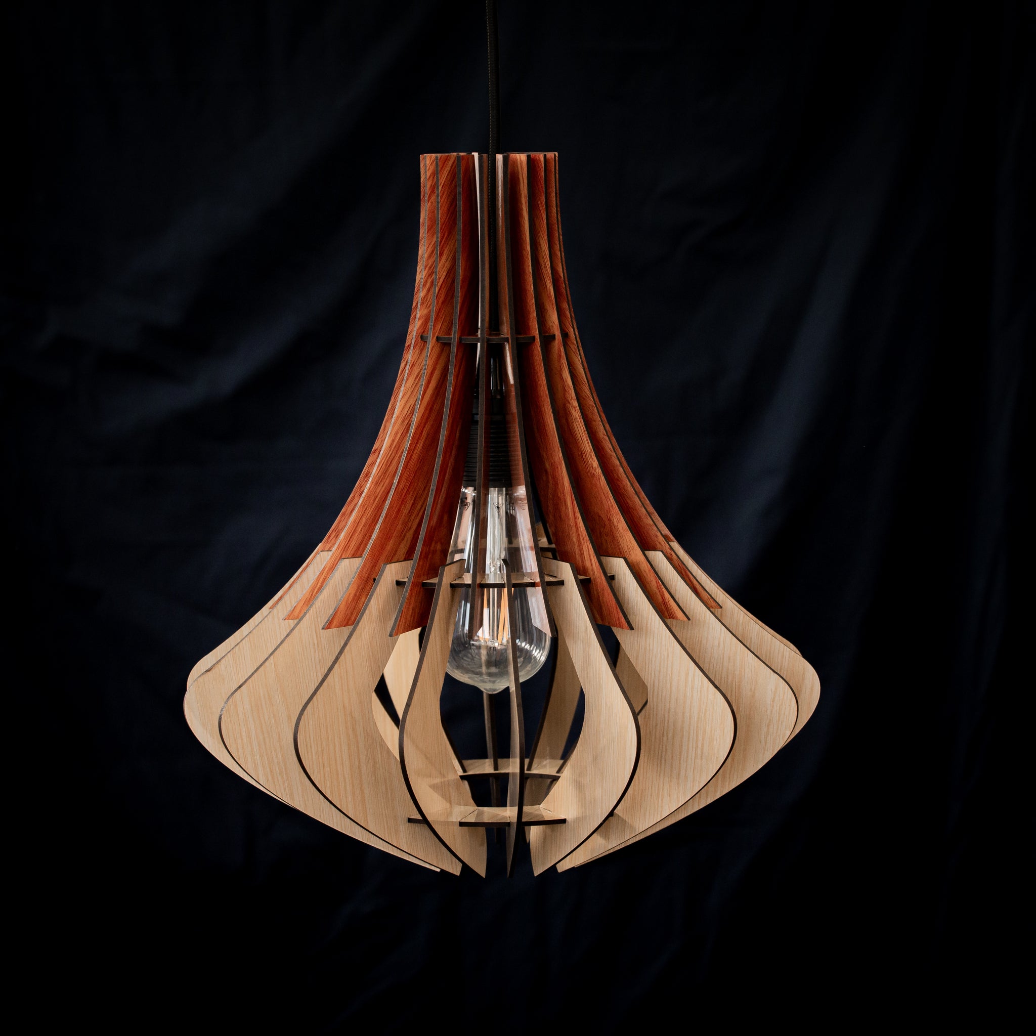 Wooden Pendant Light Modern Rustic Industrial Wood Chandelier Dining Living Lighting Shade Geometric Ceiling Lampshade Timber Fixture