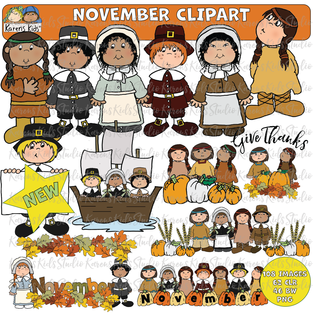 Clipart November Thanksgiving Kids 3 Karen S Kids Clipart Karen S Kids Studio