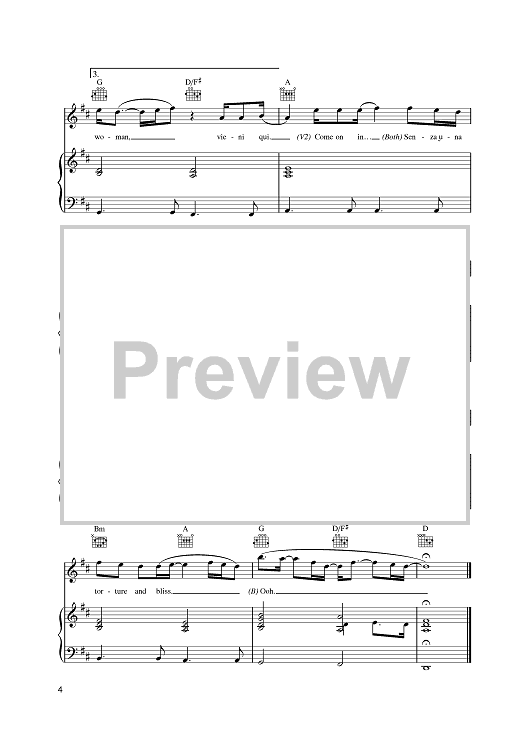 Senza Una Donna Without A Woman Quot Sheet Music By Zucchero Paul Young For Piano Vocal Chords Sheet Music Now