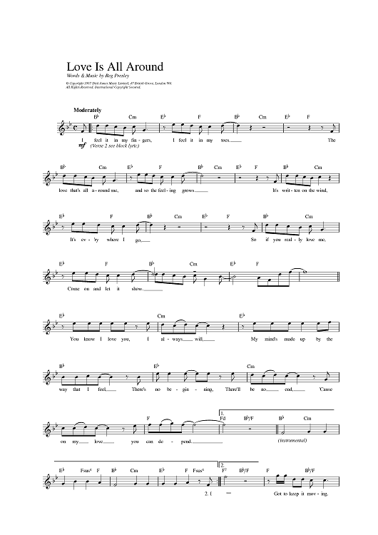 Love Is All Around Quot Sheet Music By Wet Wet Wet For Lead Sheet Sheet Music Now