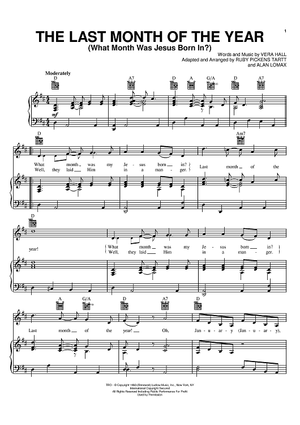 The Last Month Of The Year What Month Was Jesus Born In Quot Sheet Music By Vera Hall For Piano Vocal Chords Sheet Music Now