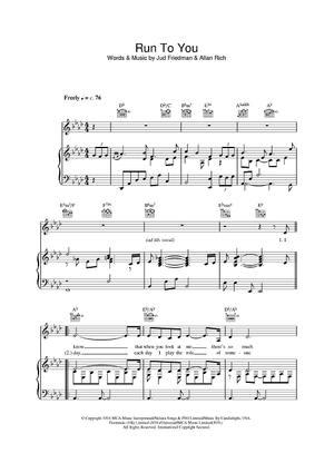 Run To You Quot Sheet Music By Whitney Houston For Piano Vocal Chords Sheet Music Now