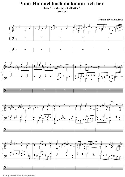 Vom Himmel Hoch Da Komm 39 Ich Her From Quot Kirnberger 39 S Collection Quot Bwv7 Quot Sheet Music For Organ Solo Sheet Music Now