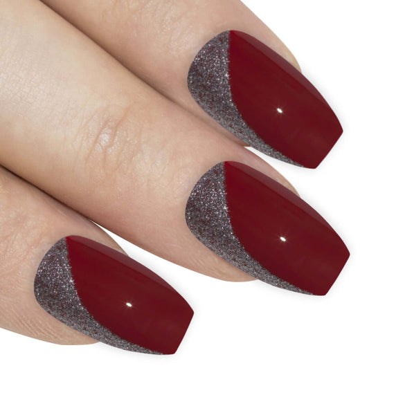 False Nails By Bling Art Red Glitter Ballerina Coffin Acrylic 24 Fake Long Nail Tips At 4 99 Gbp Only From Bling Art
