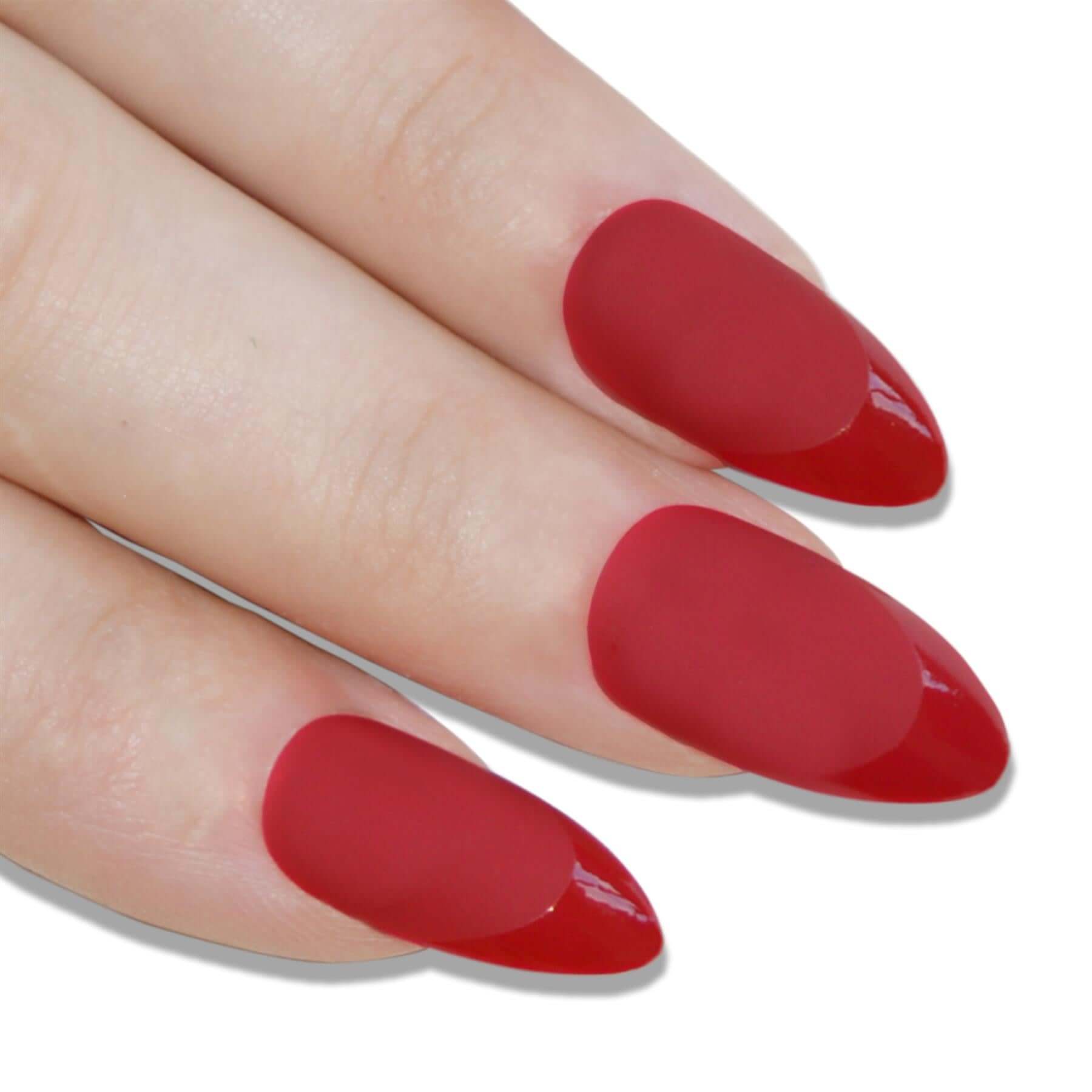 False Nails Bling Art Red Matte Almond Stiletto Long Fake Acrylic Tips With Glue At 4 99 Gbp Only From Bling Art