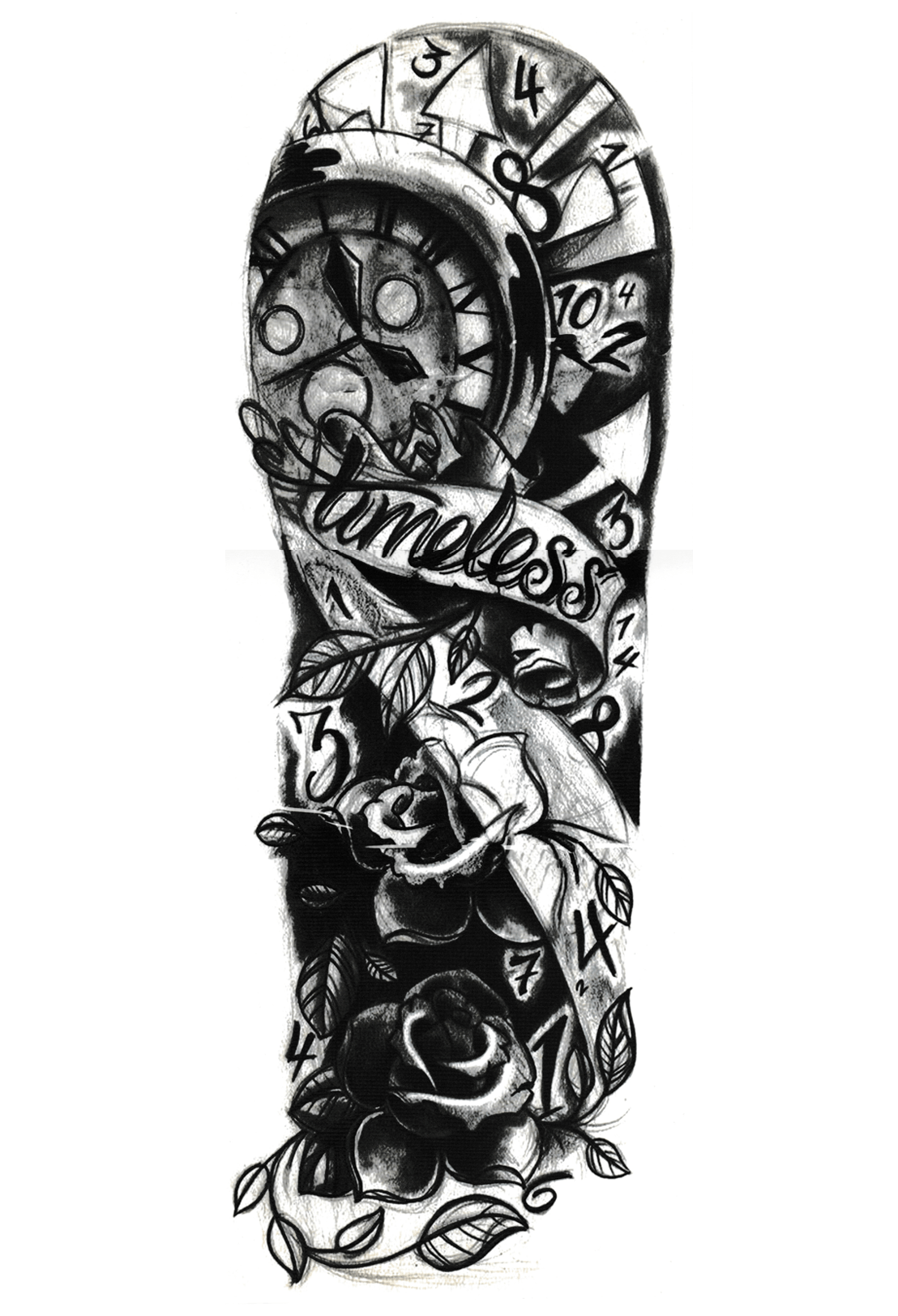 Tatouage Temporaire Bras Entier Montre Et Temps Le Coq Tatoue