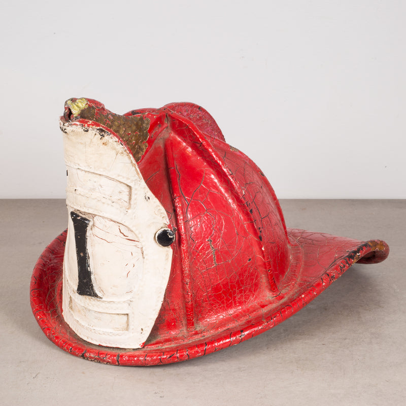 19th C Red Leather Fireman S Helmet With High Eagle C 1800s S16 Home