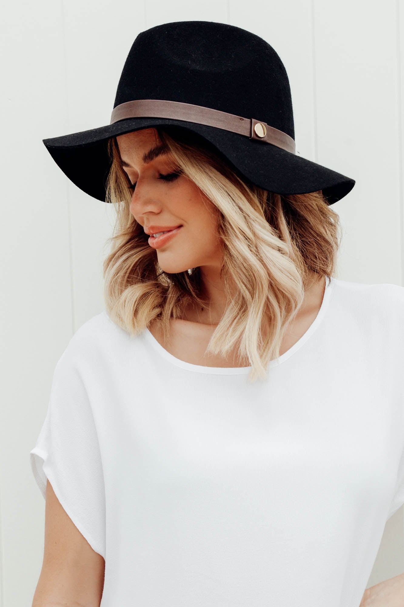 Santiago Black Wool Fedora Hat Blue Bungalow Nz