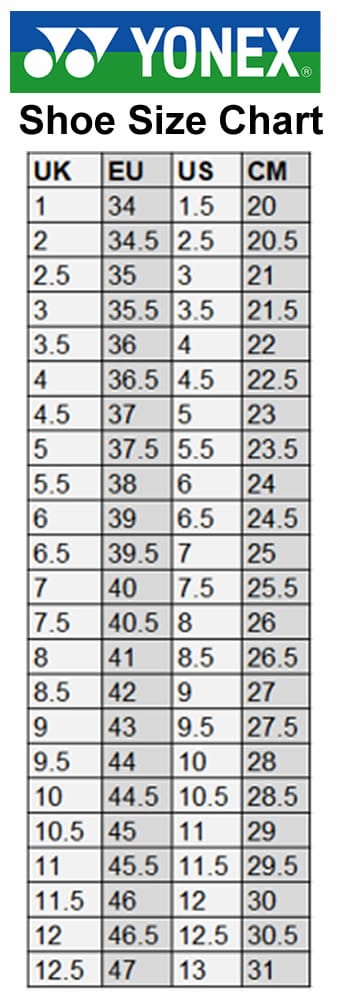 International Shoe Size Conversion Charts Badminton Hq