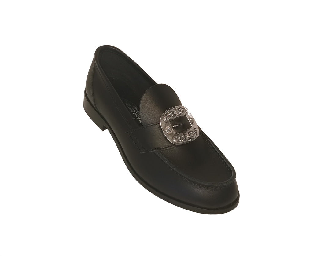 Aurlands Trachtenschuhe Fmit Schuhschnalle Aus Oxidiertem Silber Original Penny Loafer Aurlands Aurland Skofabrikk