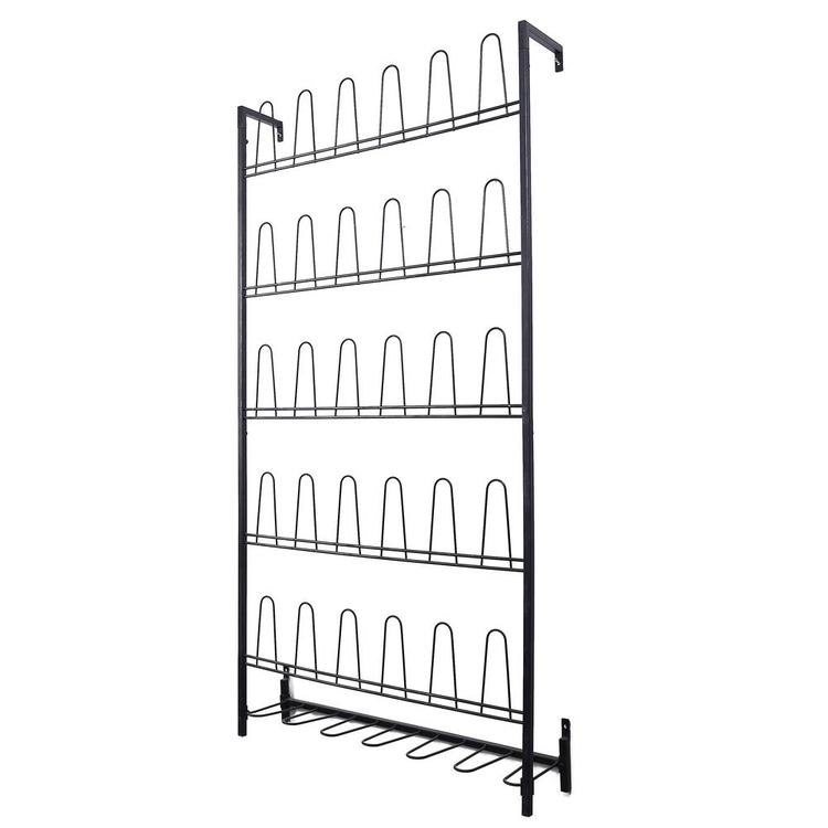 18 Pair Black Metal Wall Mounted Shoe Organizer Rack Mygift