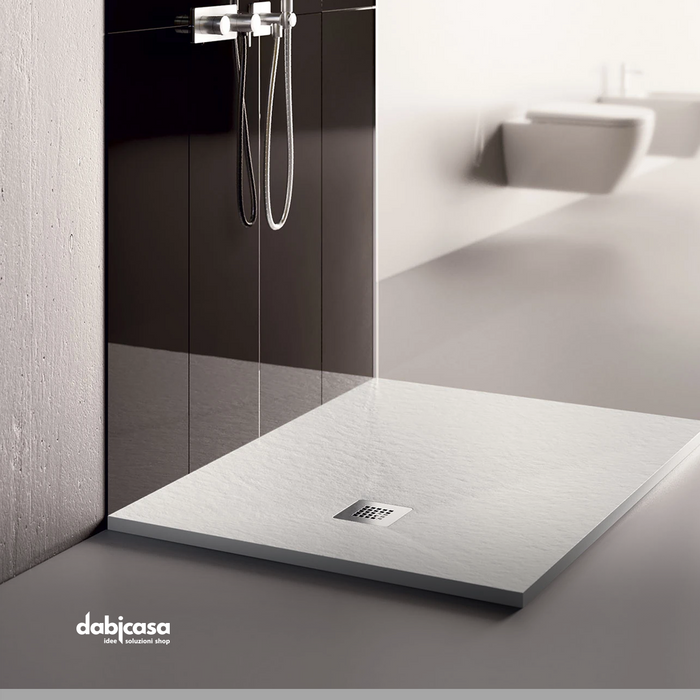 Piatto Doccia In Resina Effetto Pietra Bianco 80x80 H 2 5 Cm Dabicasa