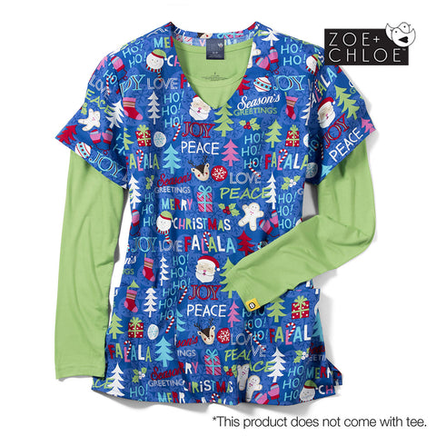 Zoe Chloe Christmas Print Scrub Tops Blog Infectious Clothing Infectious