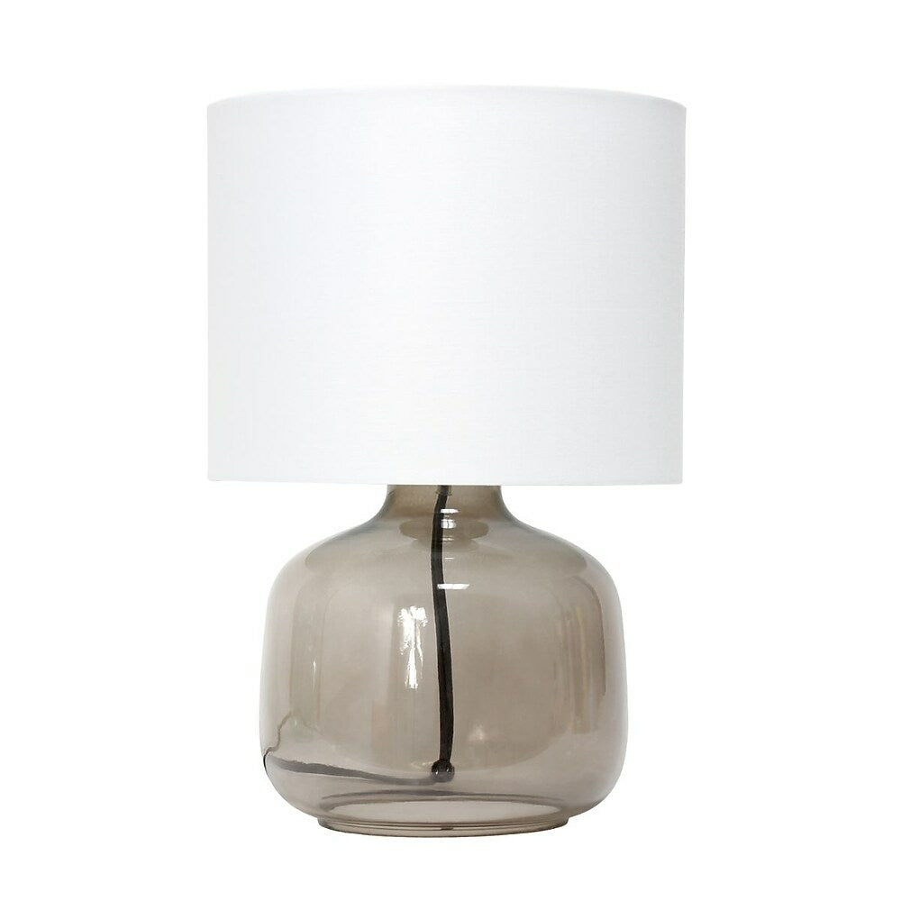 Simple Designs 40 Watt Type A 19 Medium Base Bulb Glass Table Lamp With Fabric Shade Smoke With White Shade Staples Ca