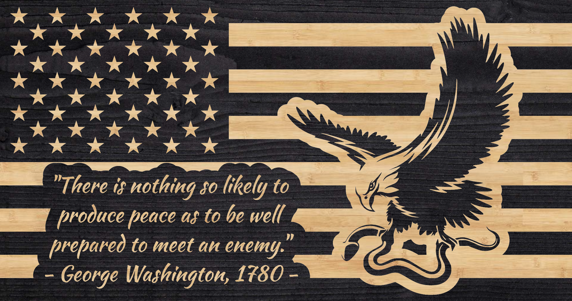 Eagle And George Washington Quote Charred Chisel