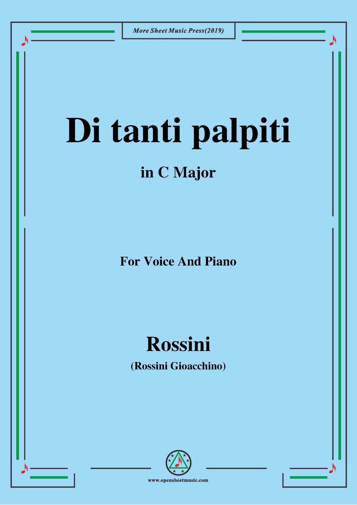 Rossini Di Tanti Palpiti From Tancredi Open Sheet Music
