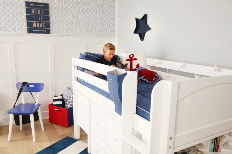 Making Space In A Small Kid S Room The Box Low Loft With Desk Maxtrix Kids