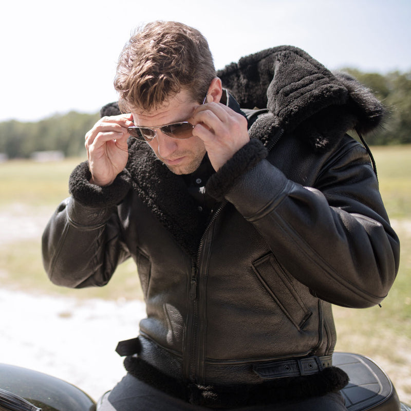 Black B3 Bomber Jacket Black Hooded Leather Bomber Jacket Cockpit Usa