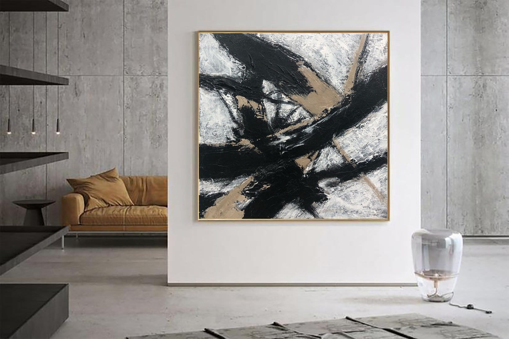 Abstract Painting On Canvas Black And White Wall Art Black Lines Paint Trend Gallery Art Original Abstract Paintings