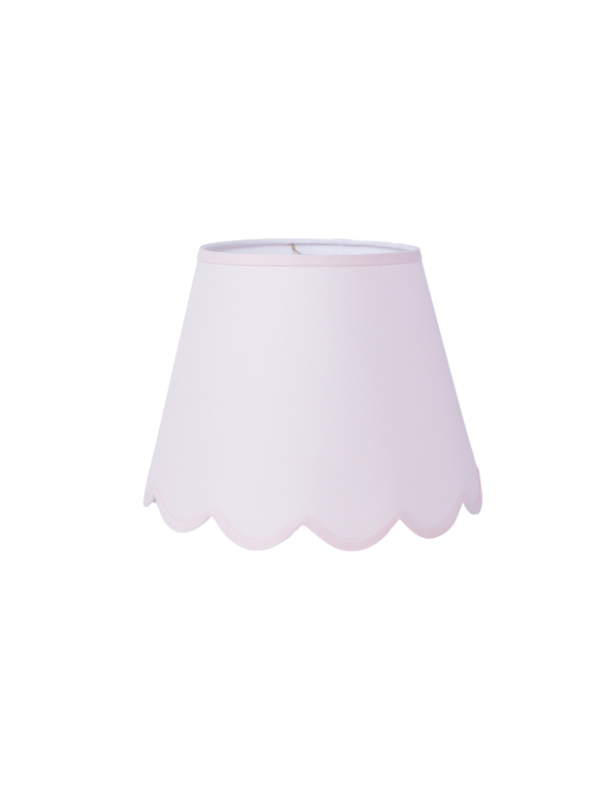 Scalloped Lampshade In Pink Linen Over The Moon