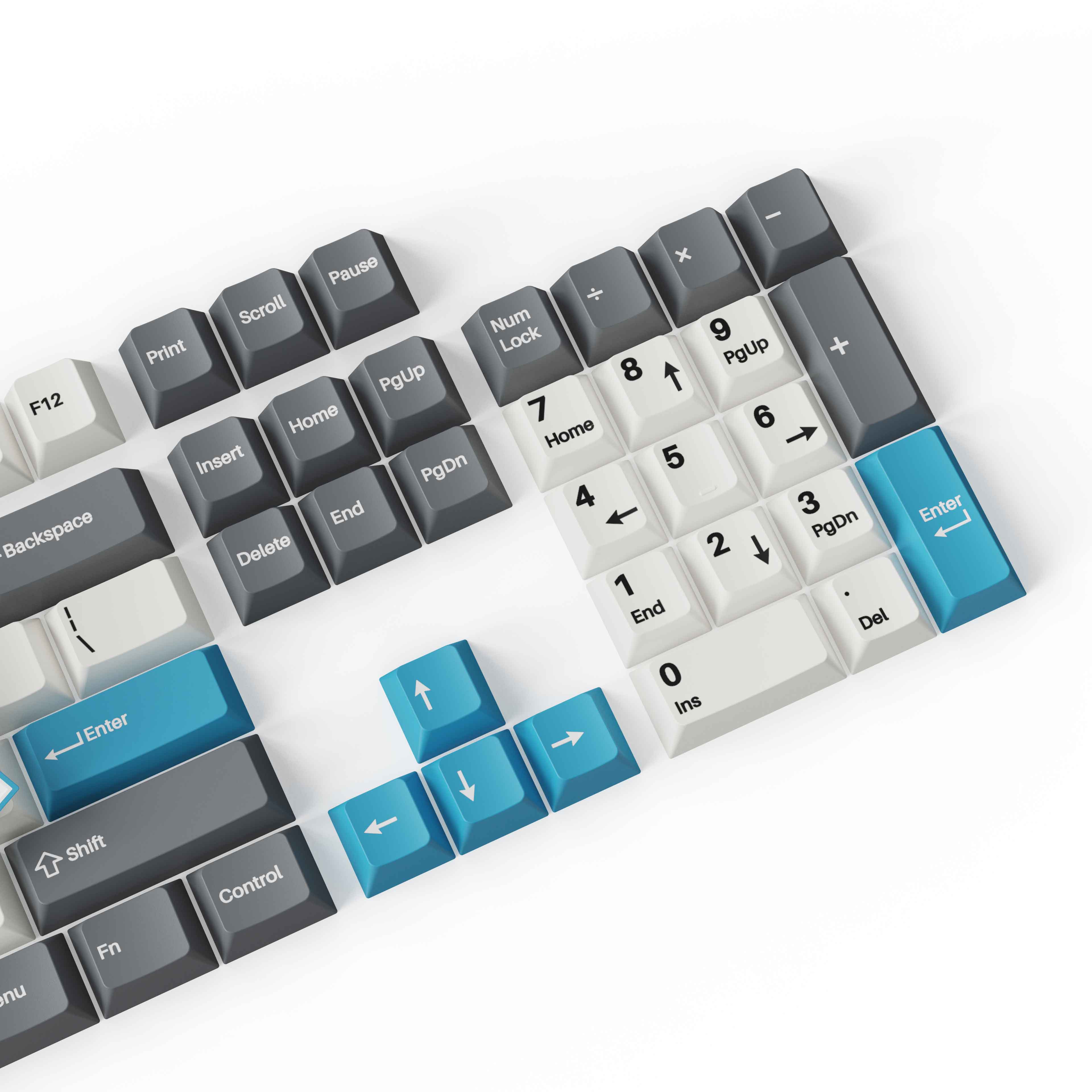 Cherry Profile Double Shot Pbt Full Set Keycaps Grey White And Blue