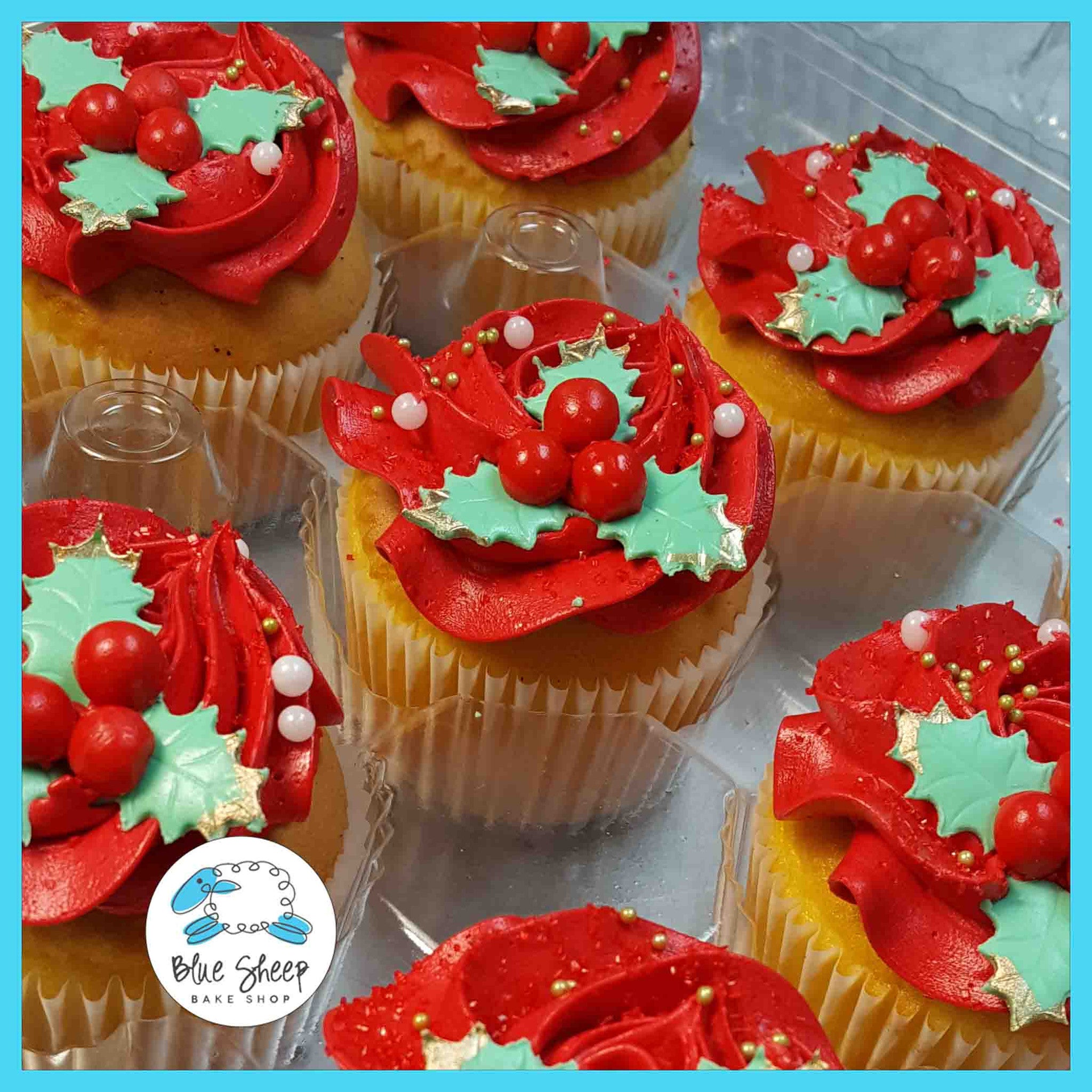 Holly Christmas Cupcakes 47 40 Doz Blue Sheep Bake Shop