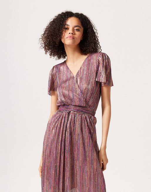 Vestido Largo Glitter Color Rosa Vestidos Mujer Nafnaf Espana