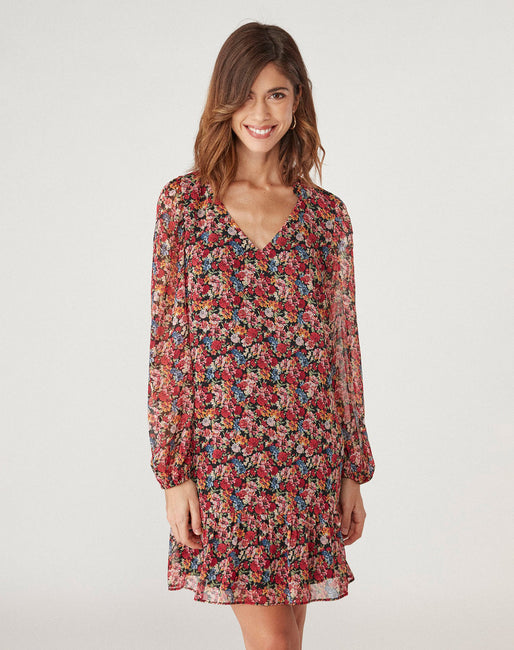 Vestido Corto Flores Color Granate Vestidos Mujer Nafnaf Espana