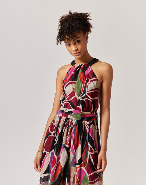 Vestido Largo Cuello Halter Color Estampado Vestidos Mujer Nafnaf Espana