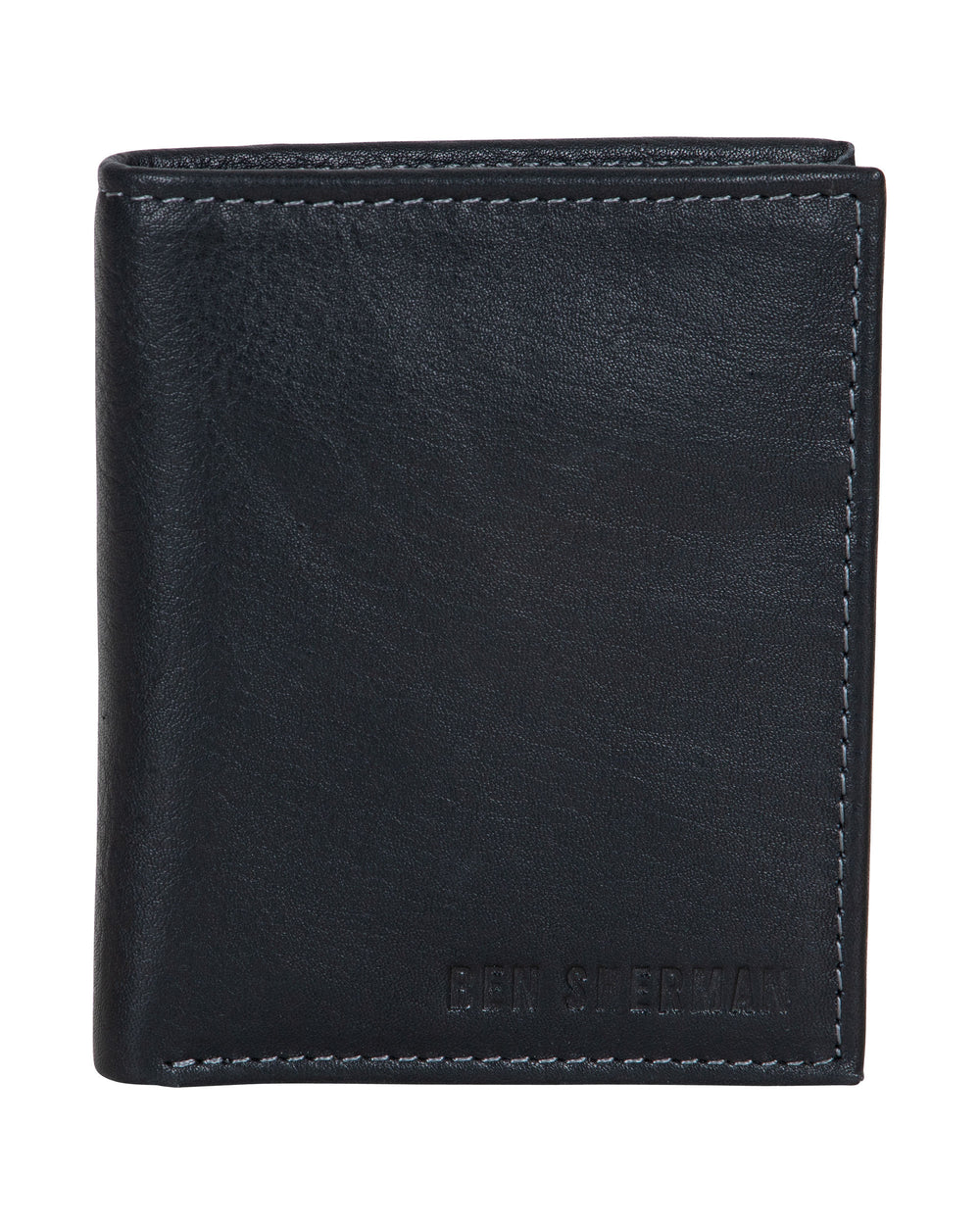 Leather Square Passcase Bifold Wallet Black Ben Sherman