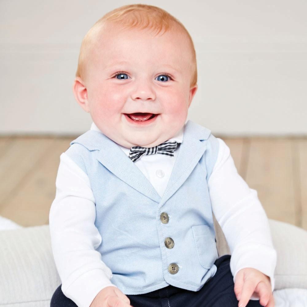 Blue Waistcoat One Piece Baby Outfit Jojo Maman Bebe